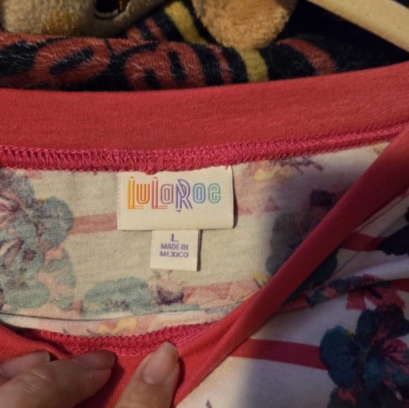 Stripes and floral lularoe Erika L top - Picture 2 of 3